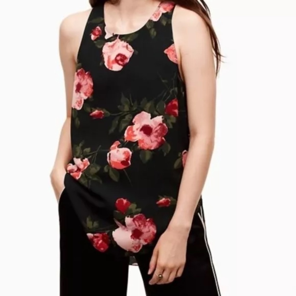 Aritzia Wilfred Black Floral Sleeveless Flowy Sevres Tank Top Blouse - Sz XS